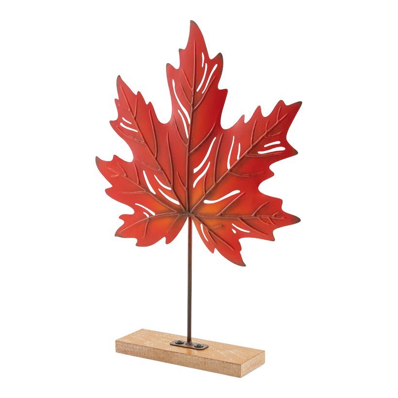 Ahornblatt auf Standfuß, 39x27x5,5cm Standfuß: 16,5x5,7x1,5cm aus Metall/MDF