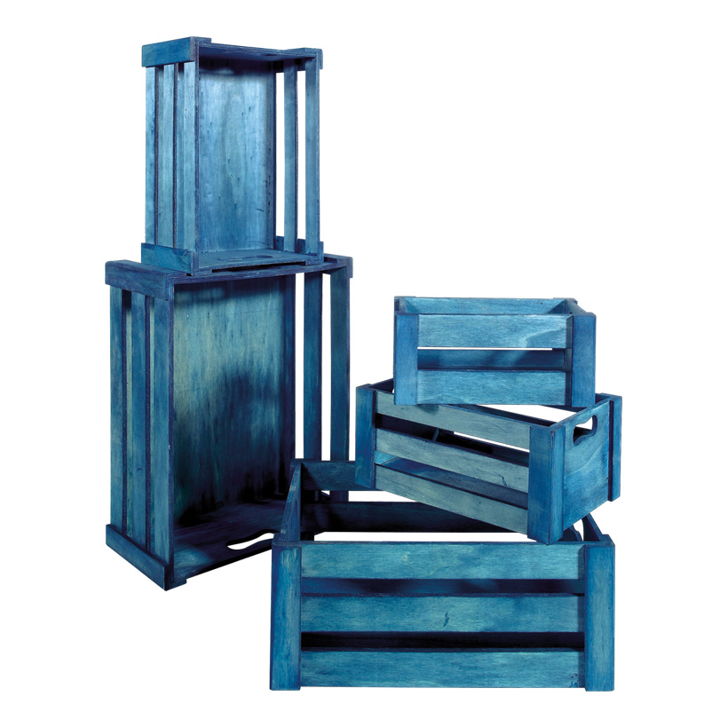 Crates von 37x28.5x15.5cm bis 21x12.5x9.5 cm, wood, 5 pcs./set, nested