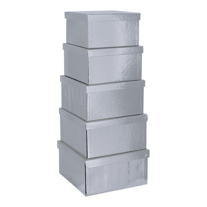 Boxes, 20x20x11,5cm - 26x26x13,5cm, 5pcs./set, square, nested, cardboard