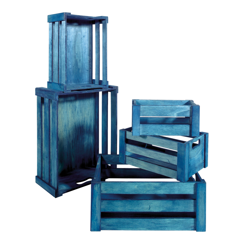 Crates von 37x28.5x15.5cm bis 21x12.5x9.5 cm, wood, 5 pcs./set, nested