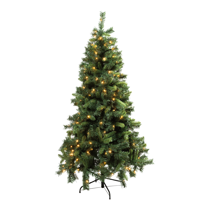 Edeltanne, 240cm Ø 135cm PVC-Mix 1530 Tips, 400 LEDs, 4-teilig, schwer entflammbar, IP44, mit Metallständer, zum Zusammenstecken