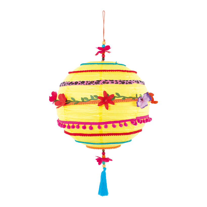 Lampion en papier, H: 65cm décoré coloré, avec cintre