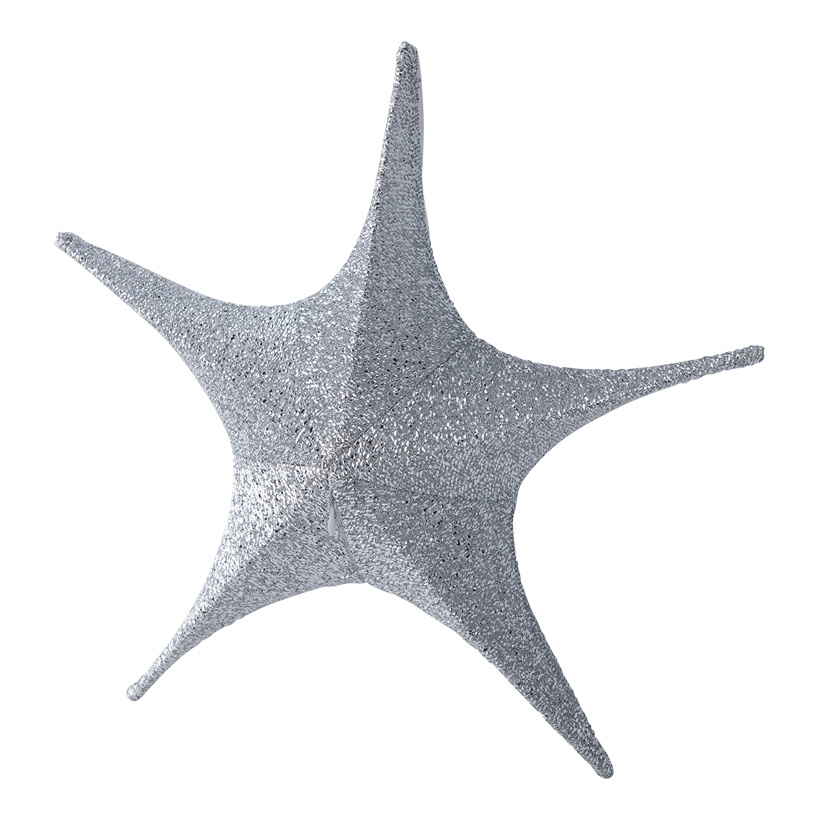 Textilstern, 5-zackig, Ø 40cm glitzernd, faltbar, mit Reißverschluss und Hänger