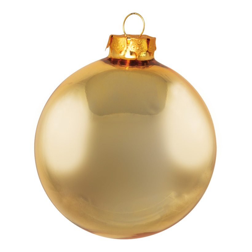 # Christmas balls, gold shiny, Ø 8cm, made of glass, 6 pcs./blister