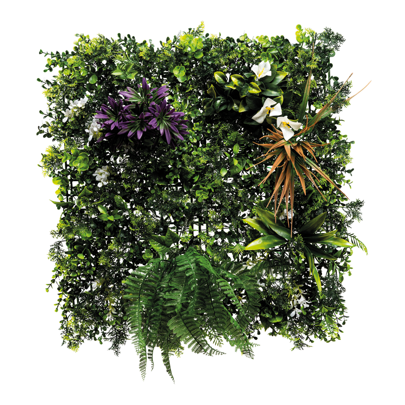 Grass panel, 68cm out of plastic, with various leafy plants