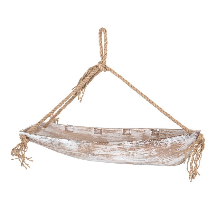 Boat with rope hanger, 42x10cm made of wood