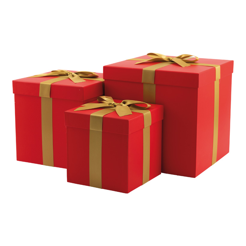 Geschenkboxen, 30x30x30cm,25x25x25cm 20x20x20cm 3 Stk./Set, mit Satinschleife, ineinander passend