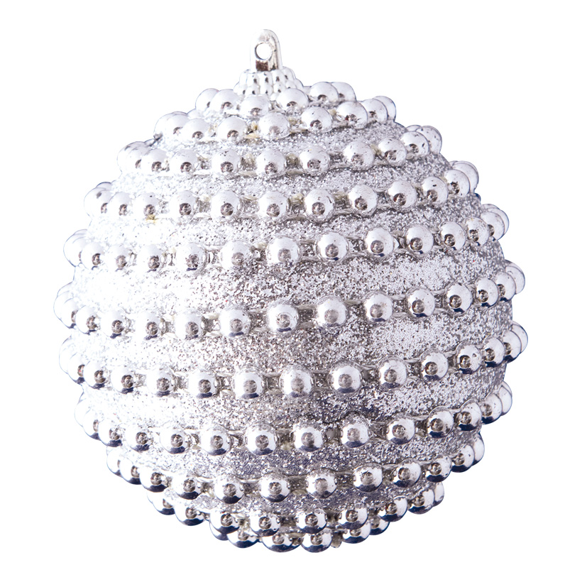 Weihnachtskugel, Ø 8cm dekoriert mit Perlen & Glitter