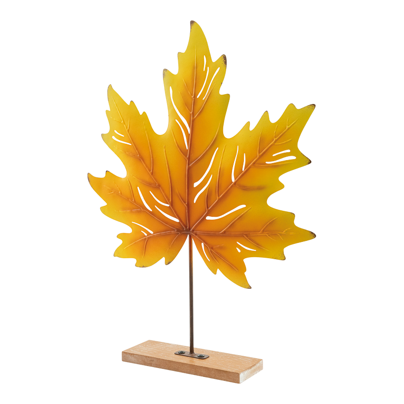 Ahornblatt auf Standfuß, 50x38x7cm Standfuß: 20x7,5x1,5cm aus Metall/MDF