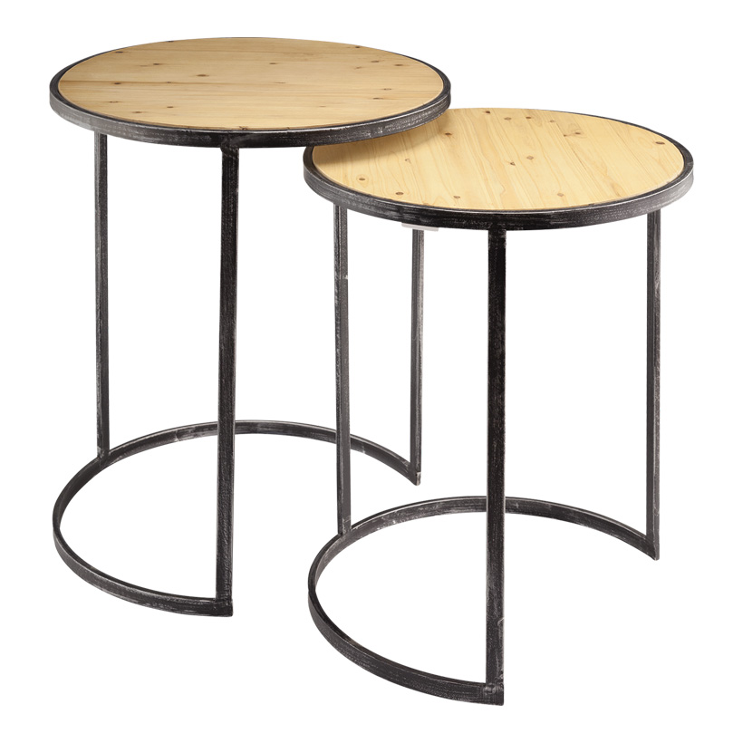 # Tables en bois, 50x50x60cm 45x45x55cm rond, set de 2