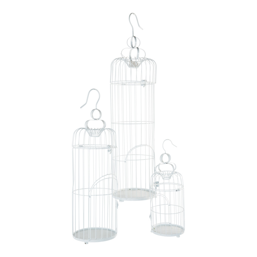 Bird cage, H:116cm Ø30cm, H:82cm Ø25cm, H:55cm Ø20cm, 3pcs./set, round, metal