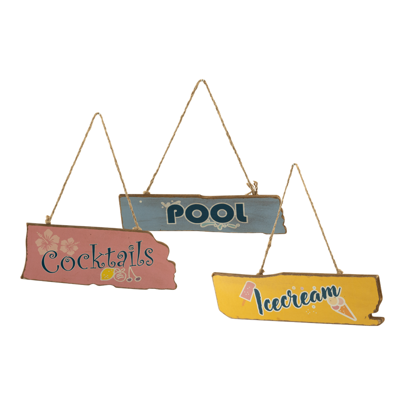 Wegweiser-Schilder, 30x10cm im 3-er Set, aus MDF, zum Hängen