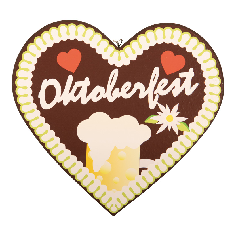 Lebkuchenherz ''Oktoberfest", 33x30x4cm aus Styropor, doppelseitig, mit Aufhängeöse