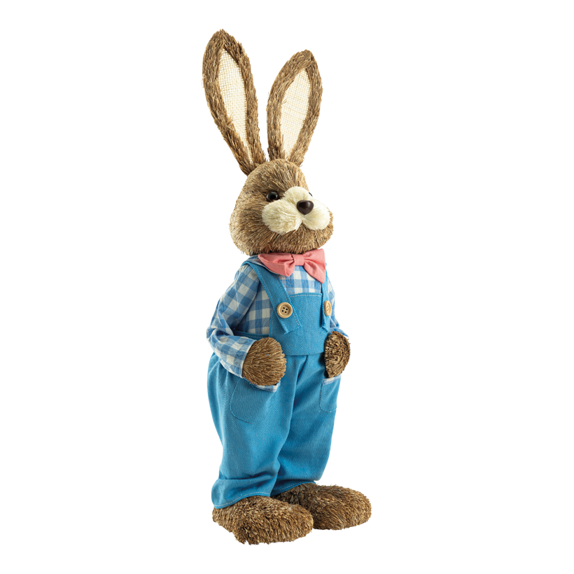 Hase mit Latzhose, 60x19cm aus Kunstfaser/Styropor/Stroh