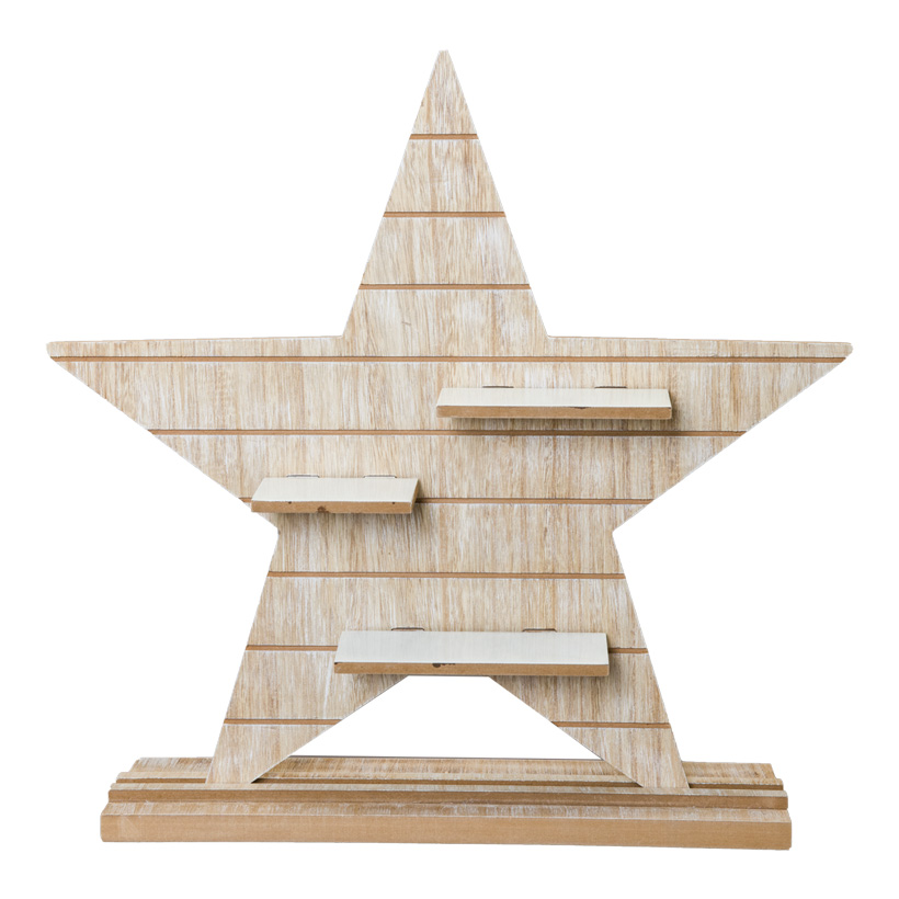 Holzstern, 58x60x15cm mit Regalbrettern, mit Standfuß