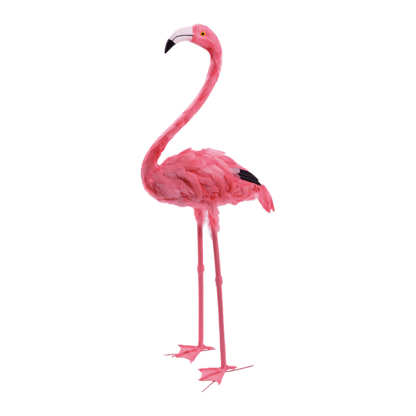# Flamingo, 107cm, Kopf oben, Kunststoff mit Federn