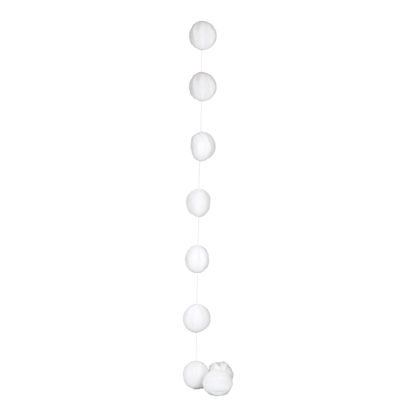 Schneeballkette, Ø 9cm, 200cm, 9-fach, Vlies, mit Glitter