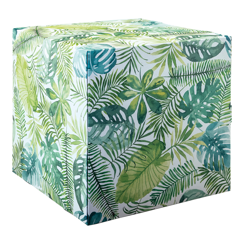 # Cube à motif " Jungle 2 ", 32x32x32cm Croix carton intérieur pour stabilisation, haute qualité impression et matériel, 450g/m²,en carton, pliable