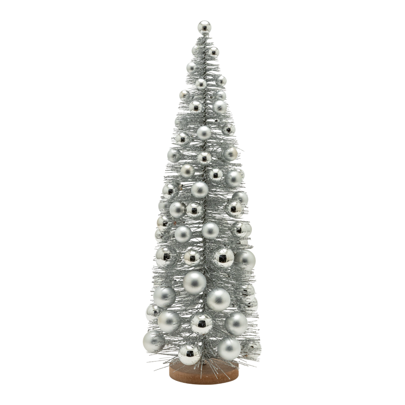 Tannenbaum mit Weihnachtskugeln, 60cm Standfuß: Ø 12cm aus Kunststoff, beglittert