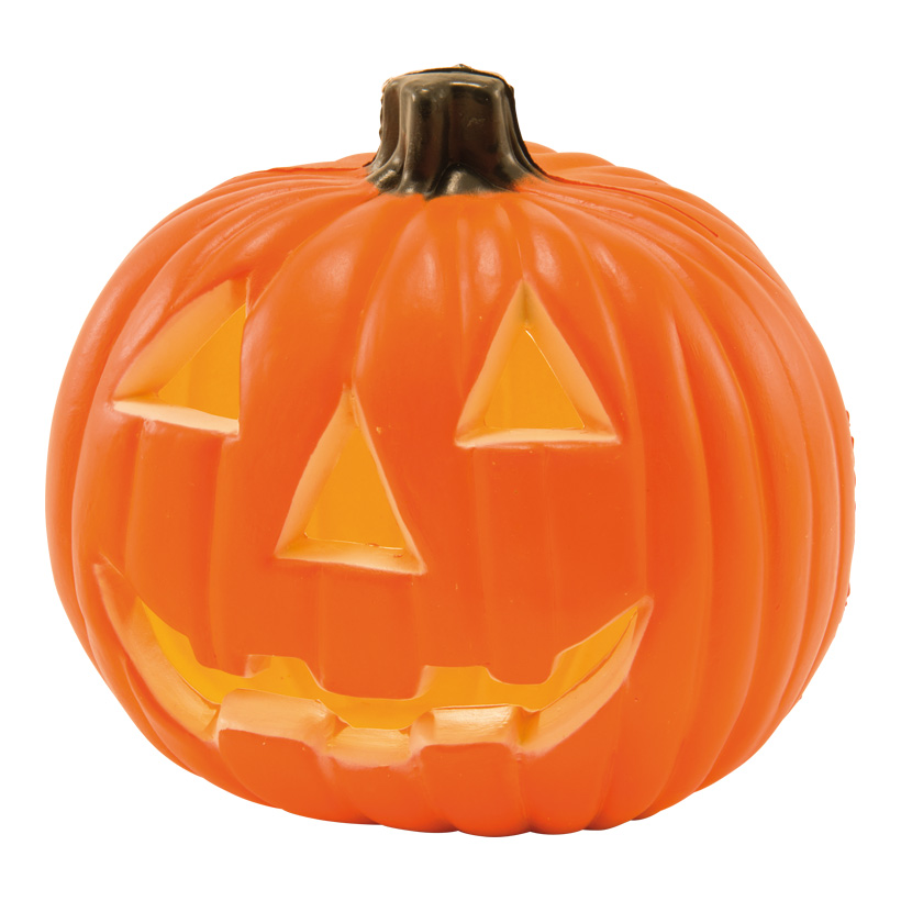 Pumpkin with face, 30x30cm out of plastic, with white interior light, 2x AA required