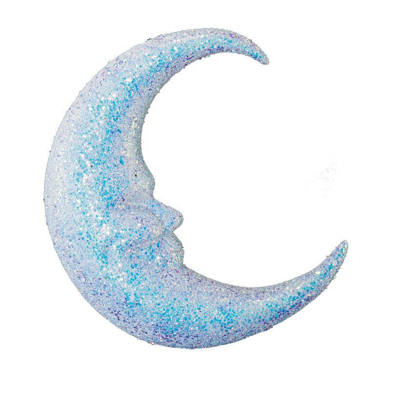 Mond, 37cm mit Hänger, aus Styropor, glitzernd