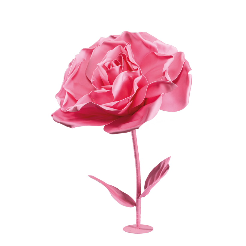 Rose with metal base, _ 60cm Gesamtlänge: 80cm, Metallfuß: _ 13cm, out of foam/metal