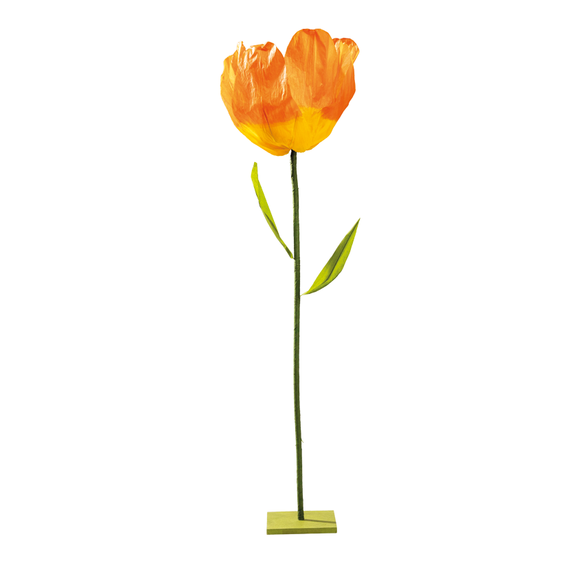 Tulipe sur pied en bois, 135x35cm Holzfuß: 18x18x1,5cm 2-pièces, en papier, flexible