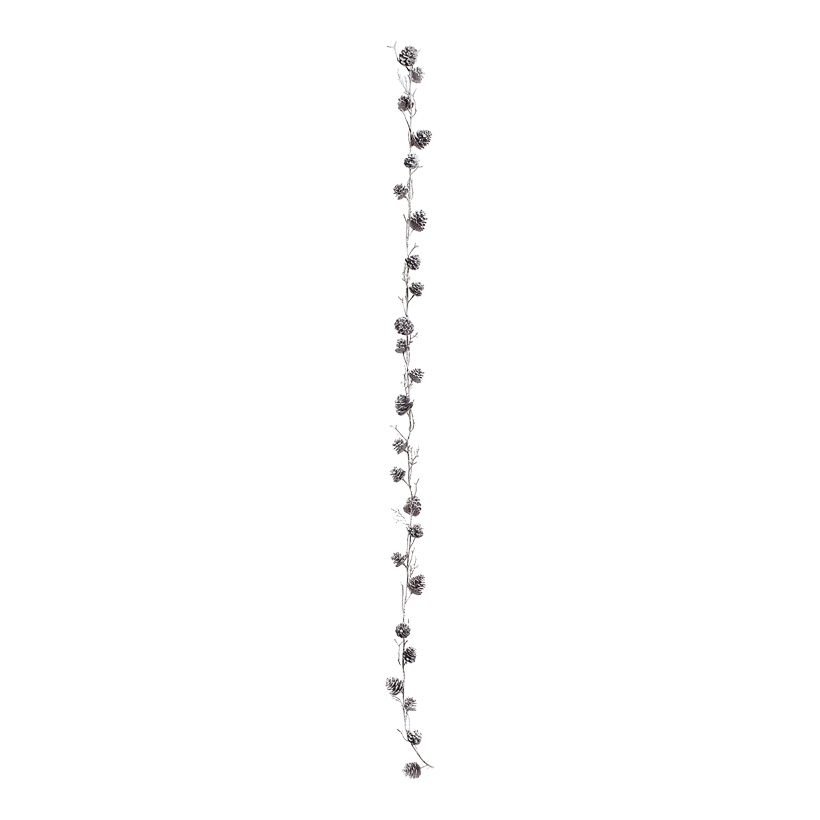 Fichtenzapfengirlande, 180cm, 25 Zapfen, beeist, Kunststoff