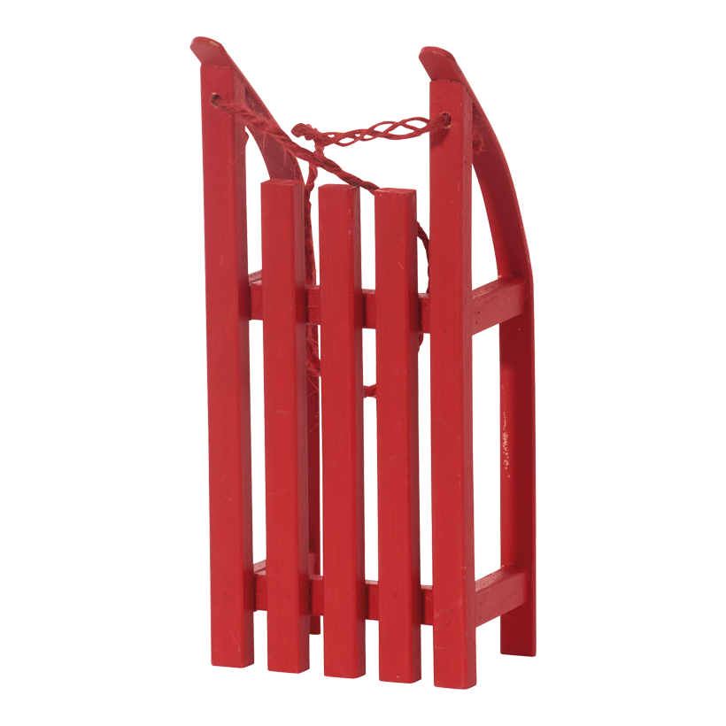 Mini sleigh, 20x9x5cm, wood, with pull cord