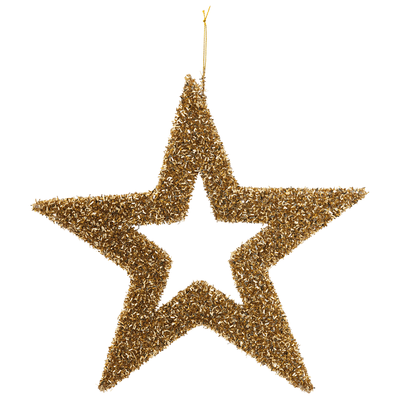Star contour, Ø 28cm out of styrofoam, with tinsel glitter
