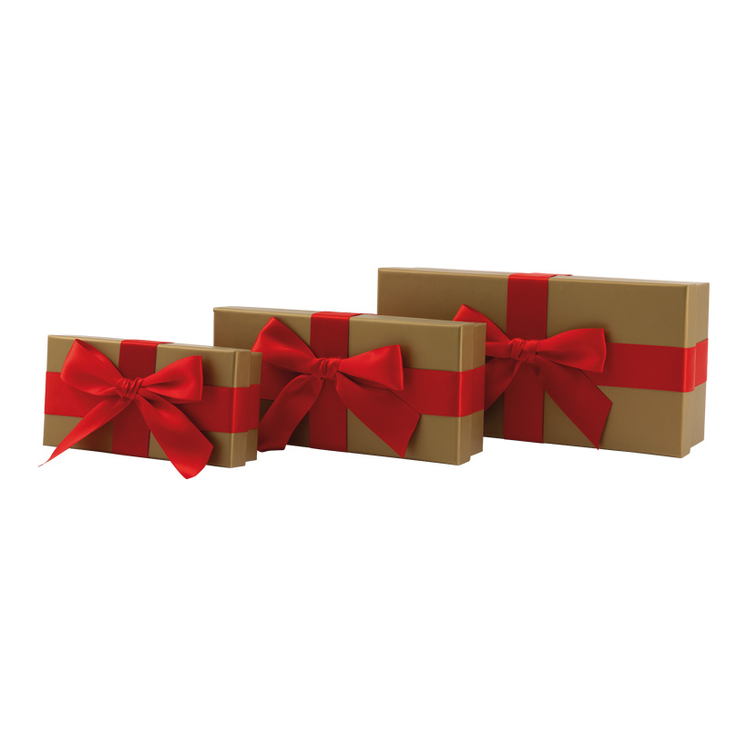 Geschenkboxen, 30x15x8cm,25x12x6cm 20x10x5cm 3 Stk./Set, mit Satinschleife, rechteckig, ineinander passend
