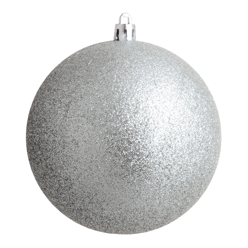 Boule de Noël, argent avec glitter, Ø 10cm matière plastique, avec glitter