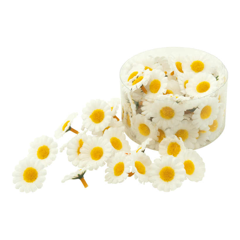 Margeritenblüten, Ø3,5cm, 100Stck./Blister, Kunstseide