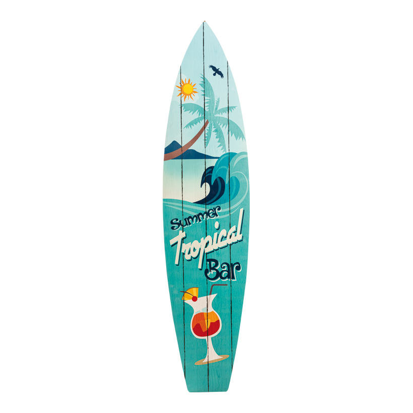 Surfbrett aus MDF, 170x40cm mit Holzständer, bedruckt