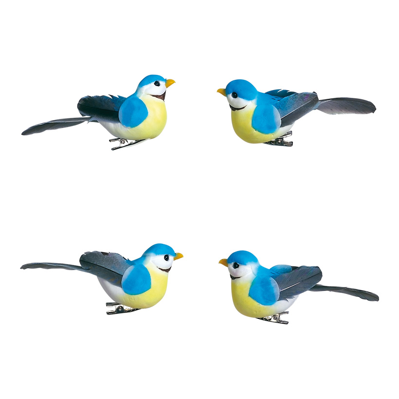 # Birds 9,5x3,5 x4,5 cm foam/feathers, 4 pcs./set