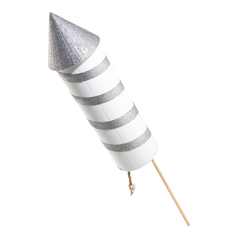 New Year rocket, 95x15cm out of styrofoam, with glitter