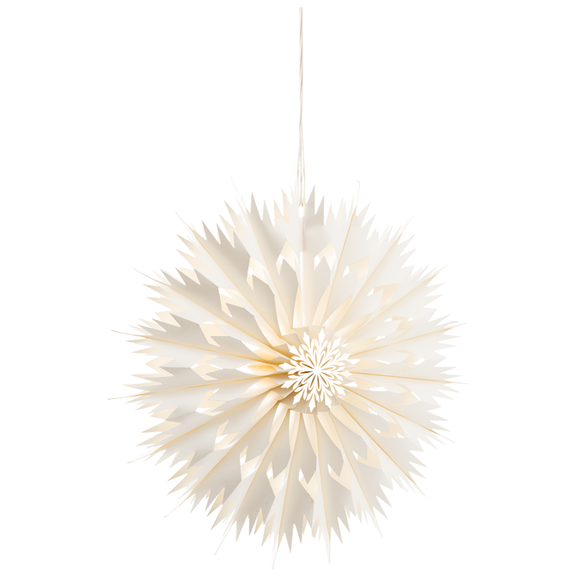 Snowflake, with metal star, Ø 60cm out of paper, foldable, with cord and Velcro strip