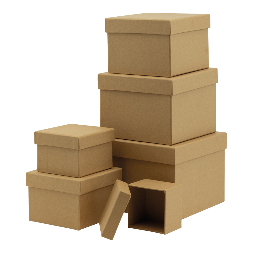 # Gift boxes set of 6pcs, square, 18x18x13cm - 16x16x11,5cm - 14x14x10cm - 12x12x8,5cm - 10x10x7cm - 8x8x5,5cm 6 pcs./set