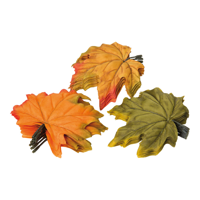Maple leaves, 13cm, 36pcs./bag, assorted, artificial silk