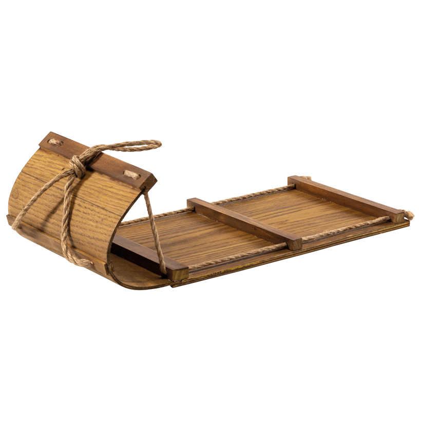 Toboggan, 50x23x15cm out of wood, with ca. 25cm pull cord