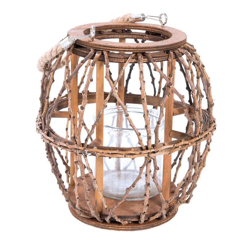 # Rattan lantern, Ø 28cm H: 20cm with tealight holder, rounded