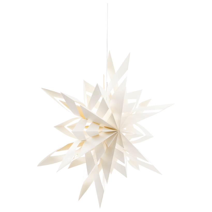 Star, 12-pointed, double-layered, Ø 40cm out of paper, foldable, with hanger, with magnetic closure