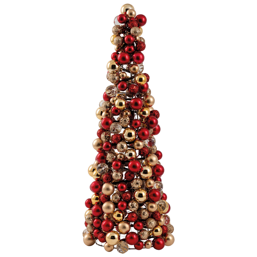 Cone, 48x18cm out of plastic and metal, with balls in 1-2,5cm