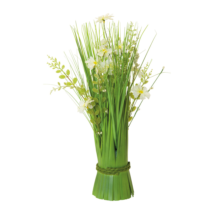 Bundle of grass with spring flowers, 45cm Ø25cm out of plastic/artificial silk