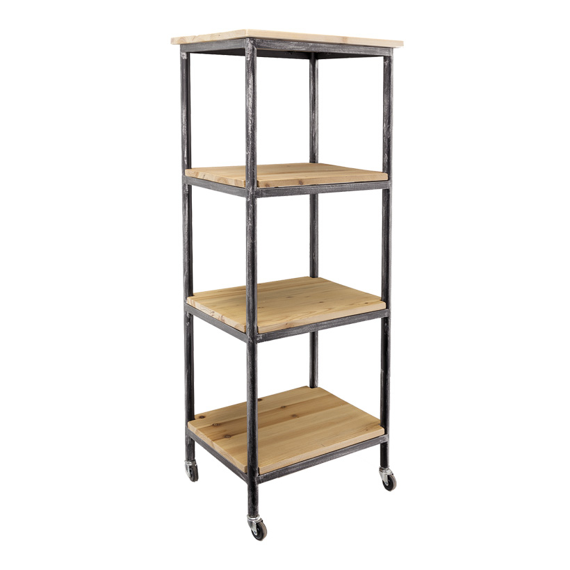 # Wooden shelf on rolls, 36x46x117cm with 4 shelves