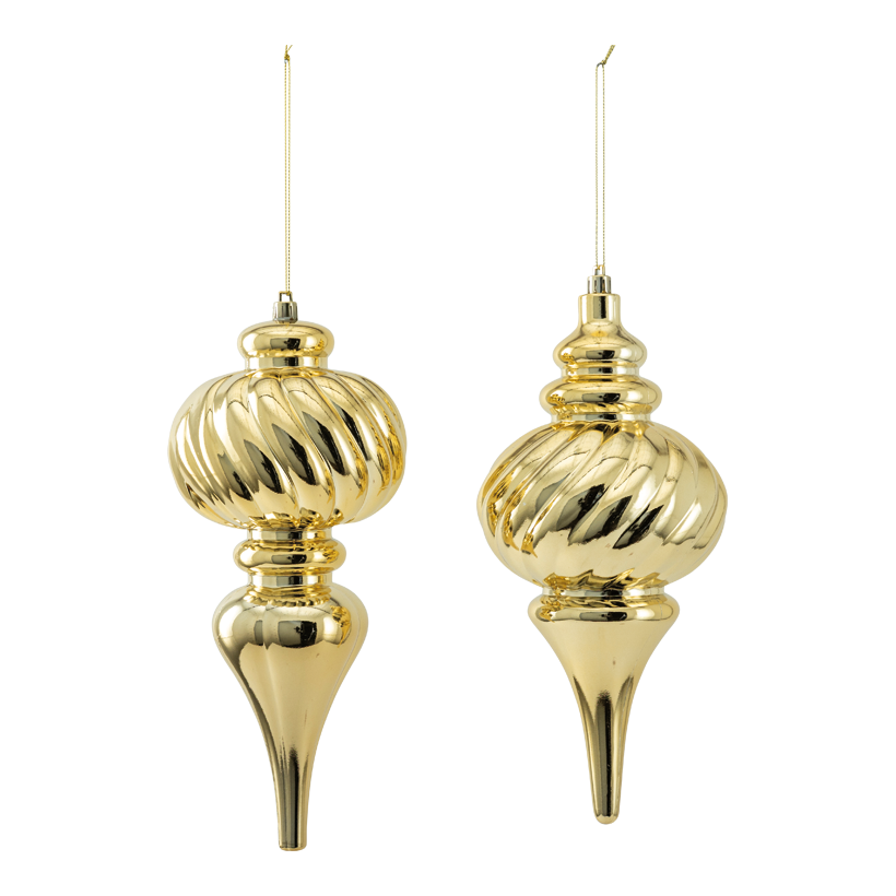 Ornamente, 25cm im 2-er Set, aus Kunststoff, spiralförmig, mit Hänger