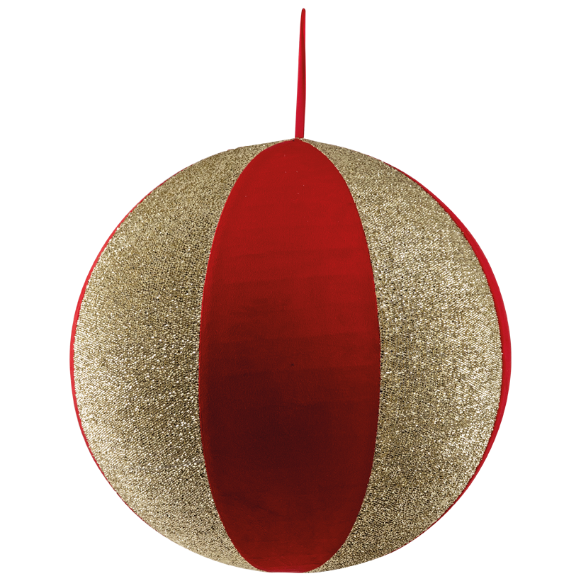 Textile ball, inflatable, Ø 40cm mix of velvet and glitter fabric, foldable, with zipper and hanger