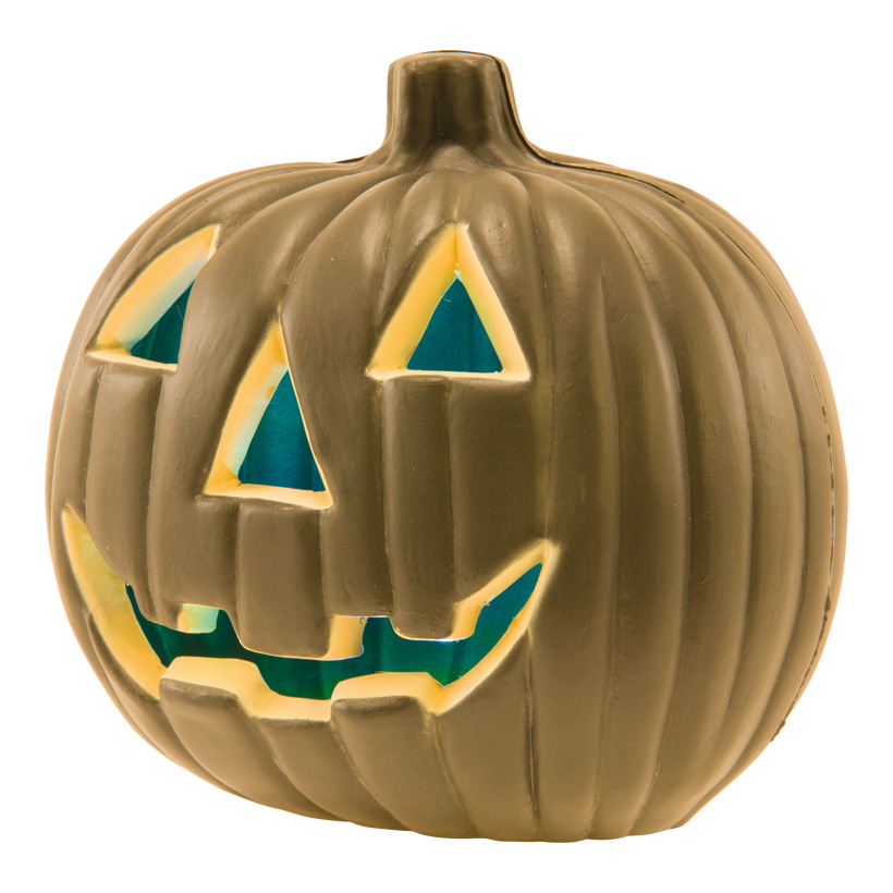 Pumpkin with face, 20x20cm out of plastic, with RGB light, 3x LR44 batteries required