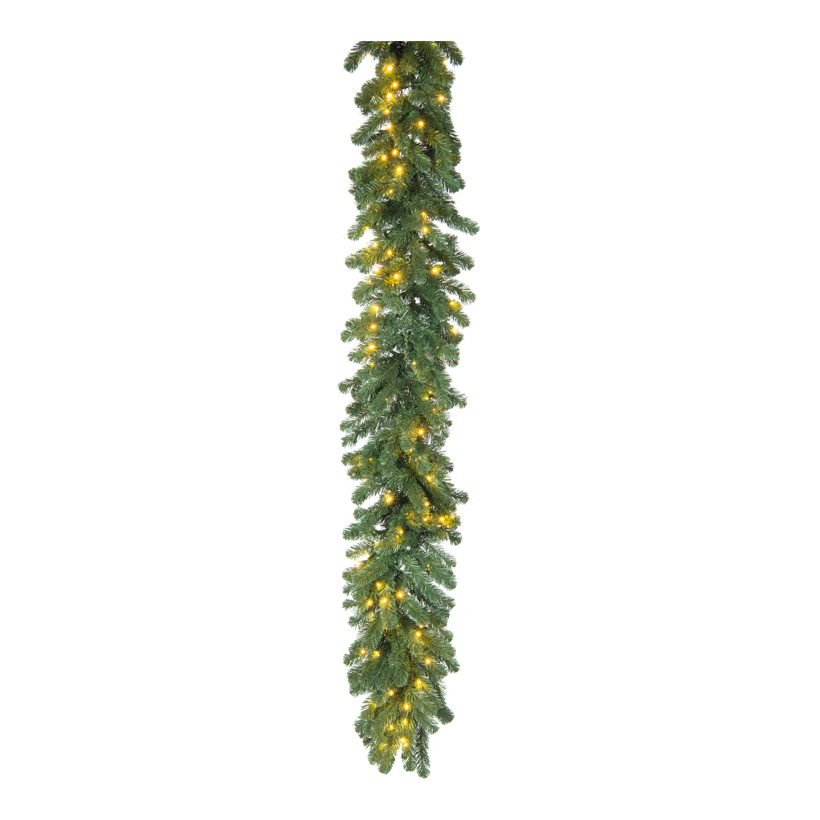 Noble fir garland, 270x40cm 260 tips, 120 LEDs, out of plastic, 5x coupleable, for outdoor (IP44 trafo)