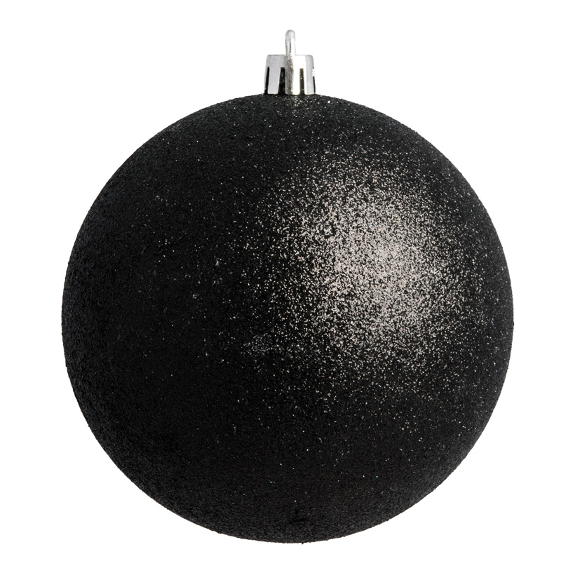 Christmas ball, black matt glitter, Ø 10cm